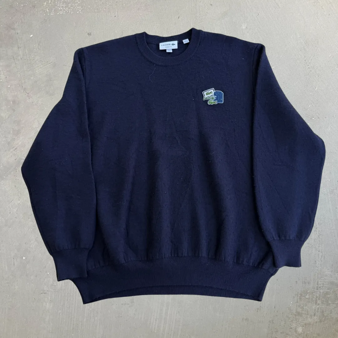 J- Vintage Lacoste Embroidered Logo Black Knit Sweater - 3XL sold by HG Vintage
