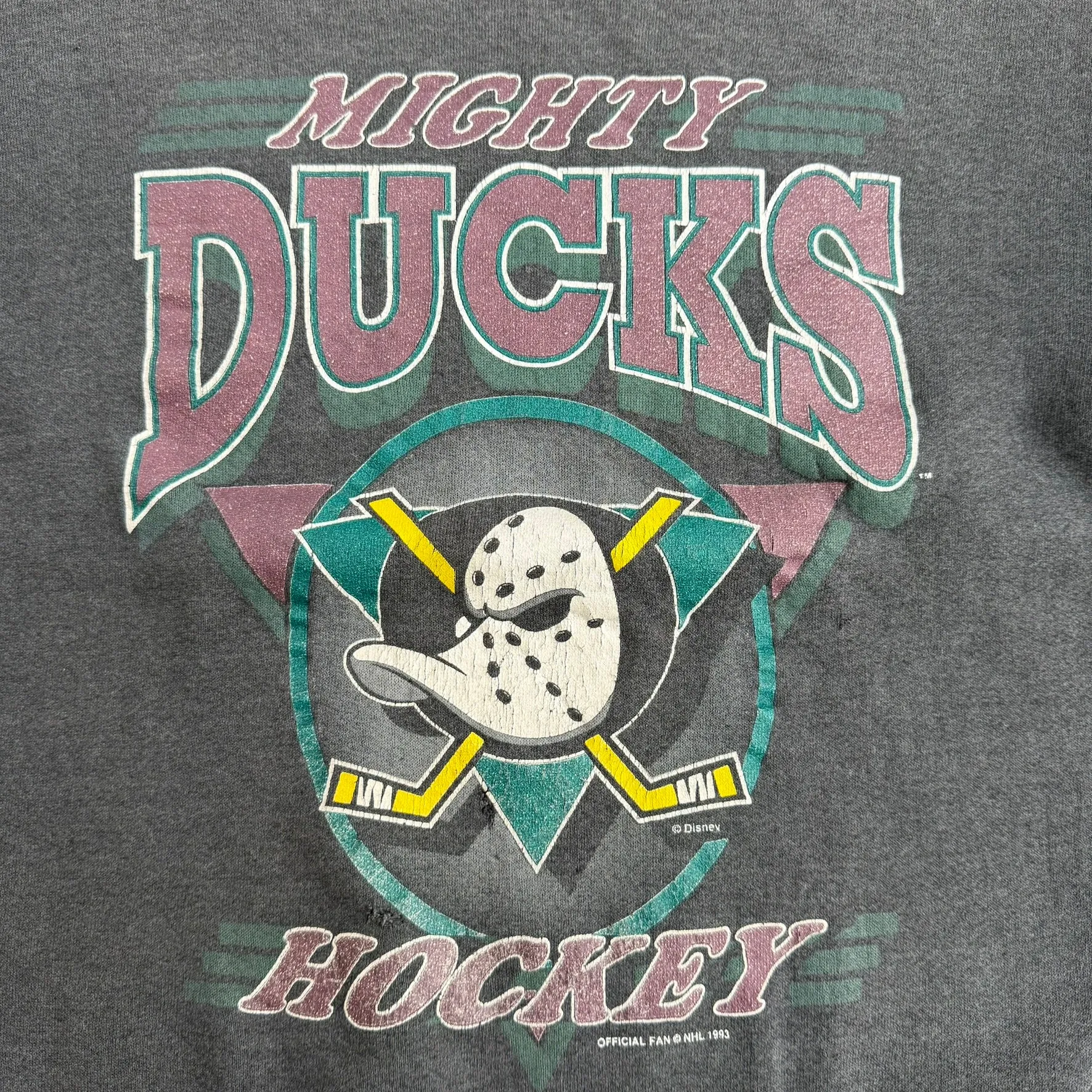J- Vintage '93 Anaheim Mighty Ducks NHL Text & Graphic Made In USA Crewneck - M sold by HG Vintage product image thumbnail 2