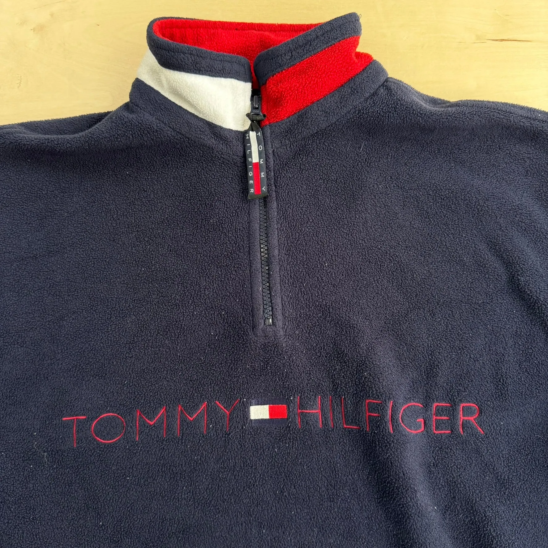 J- Vintage 90s Tommy Hilfiger Embroidered Logo Quarter Zip Polar Fleece - M sold by HG Vintage product image thumbnail 2