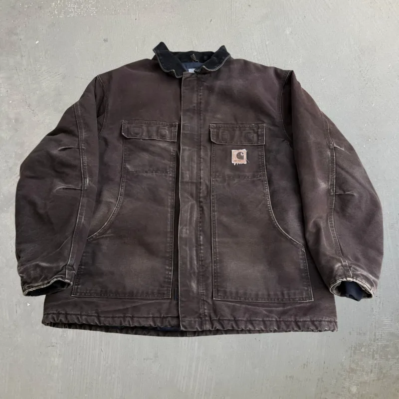 J- Vintage Carhartt Quilt Lined Corduroy Collar Brown Workwear Jacket - XL made by Carhartt