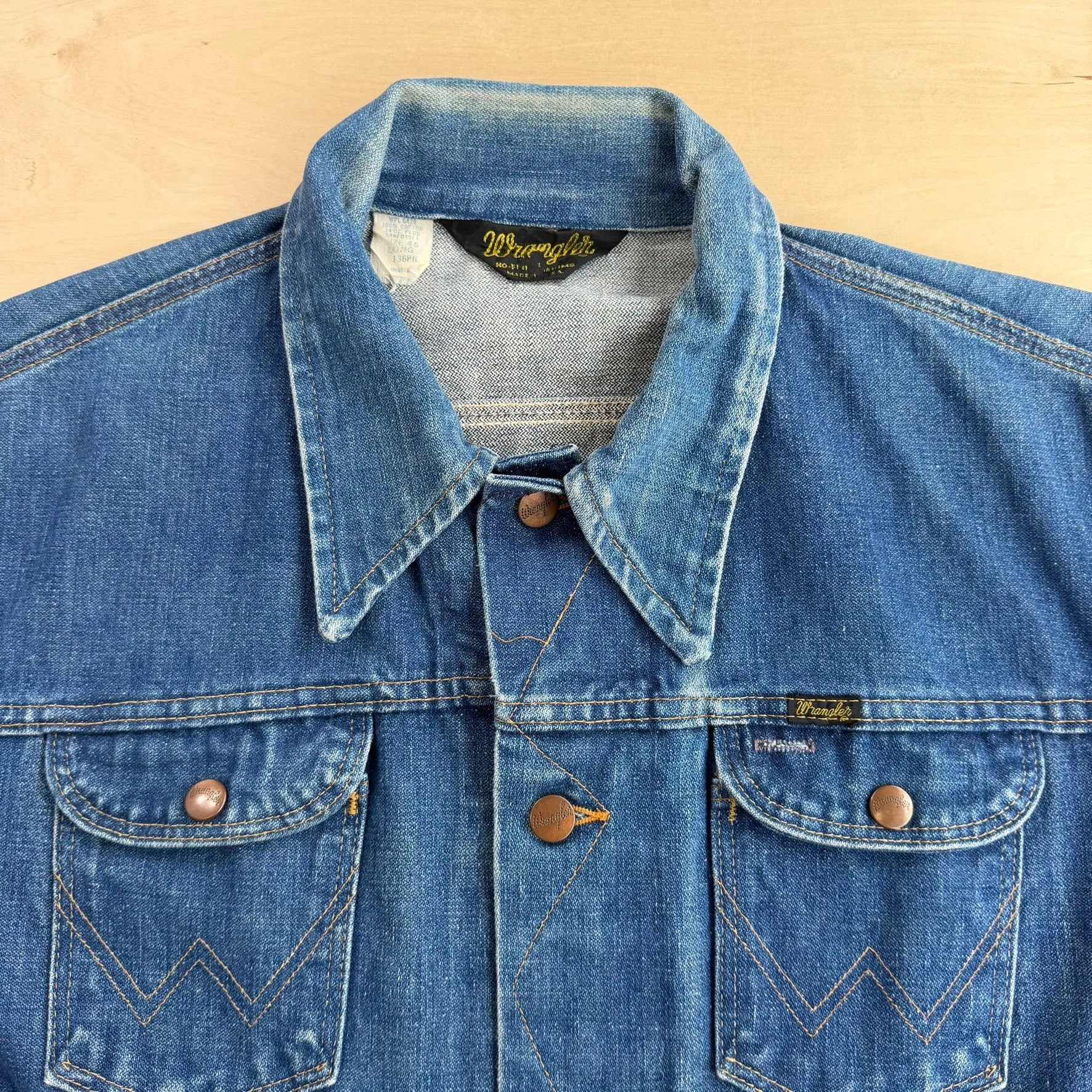 J- Vintage 70s Wrangler 4 Pockets Made In USA Denim Trucker Jacket - 46 Long (fits L) sold by HG Vintage product image thumbnail 2