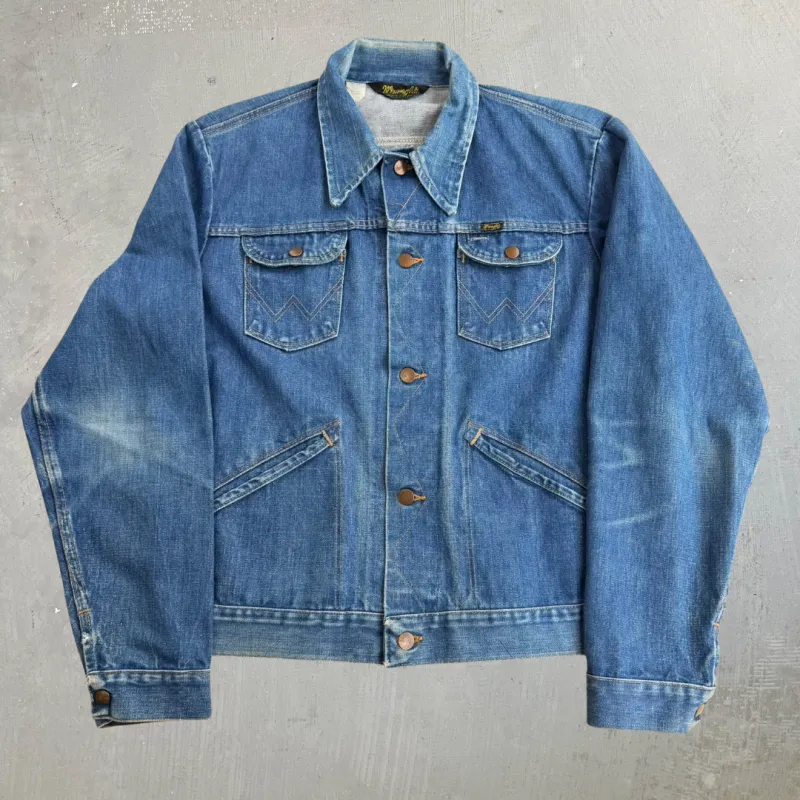 J- Vintage 70s Wrangler 4 Pockets Made In USA Denim Trucker Jacket - 46 Long (fits L) made by HG Vintage