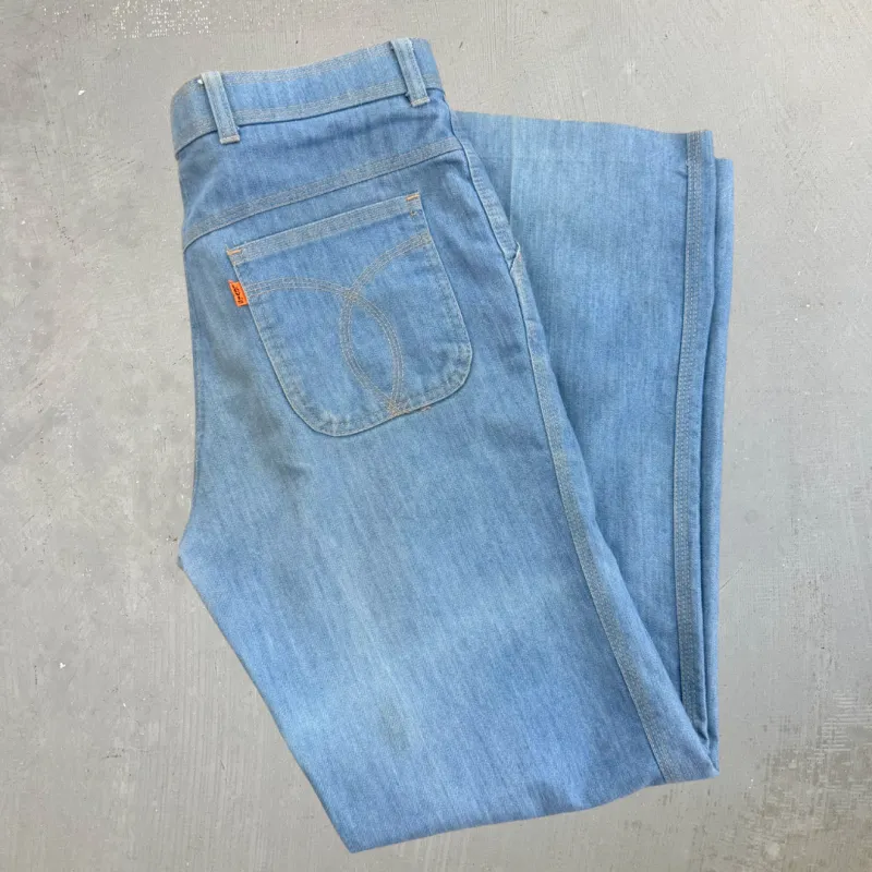 J- Vintage 70s Levi’s Orange Tab Action Slacks Light Blue Flare Pants - 33x31 made by HG Vintage