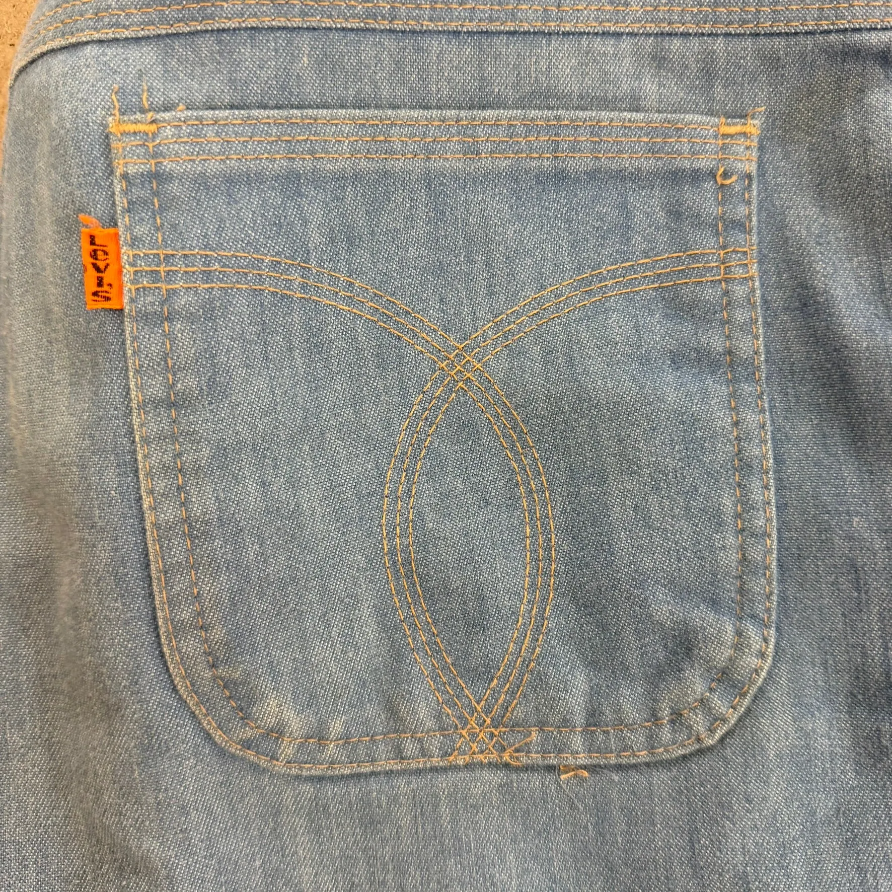 J- Vintage 70s Levi’s Orange Tab Action Slacks Light Blue Flare Pants - 33x31 sold by HG Vintage product image thumbnail 3