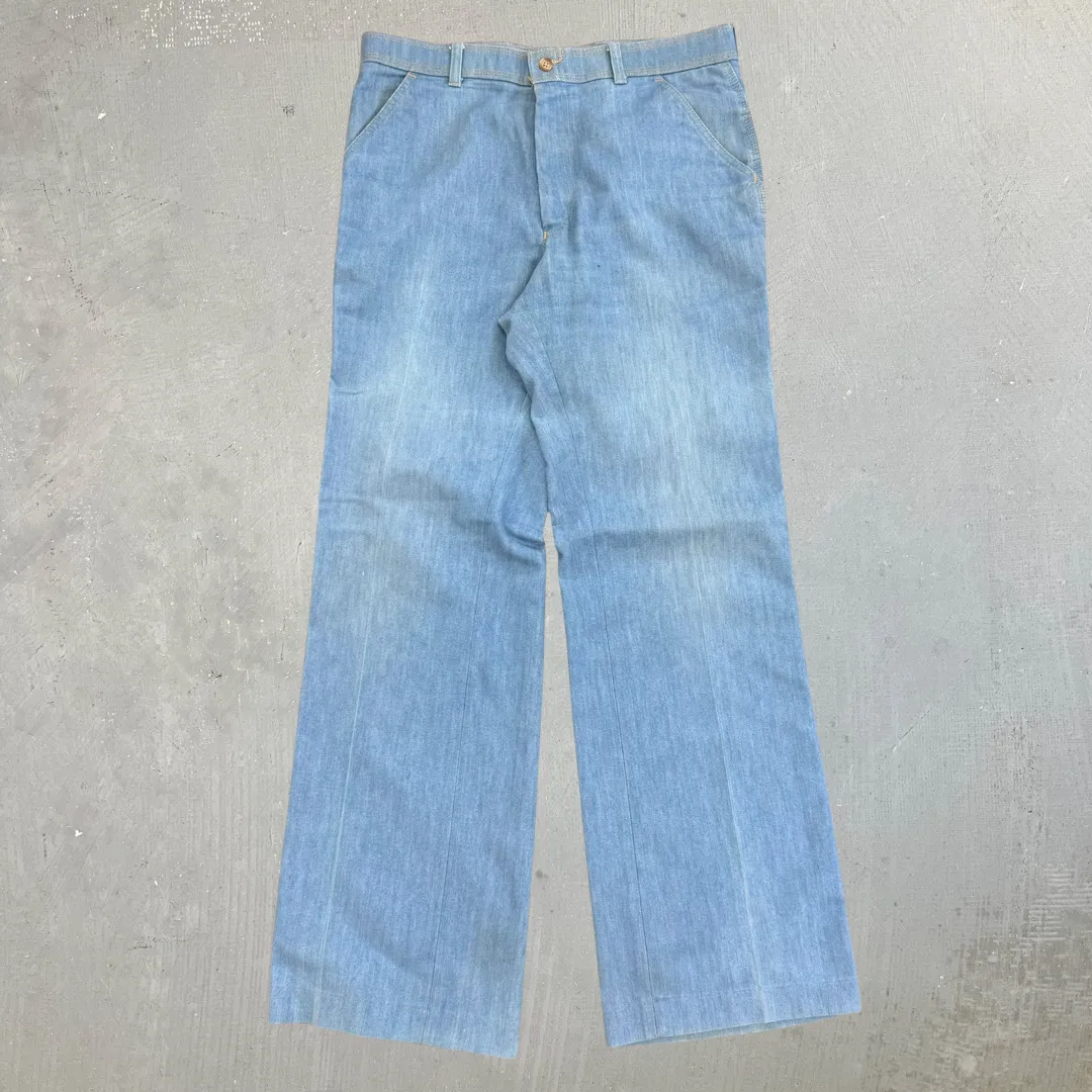 J- Vintage 70s Levi’s Orange Tab Action Slacks Light Blue Flare Pants - 33x31 sold by HG Vintage product image thumbnail 2