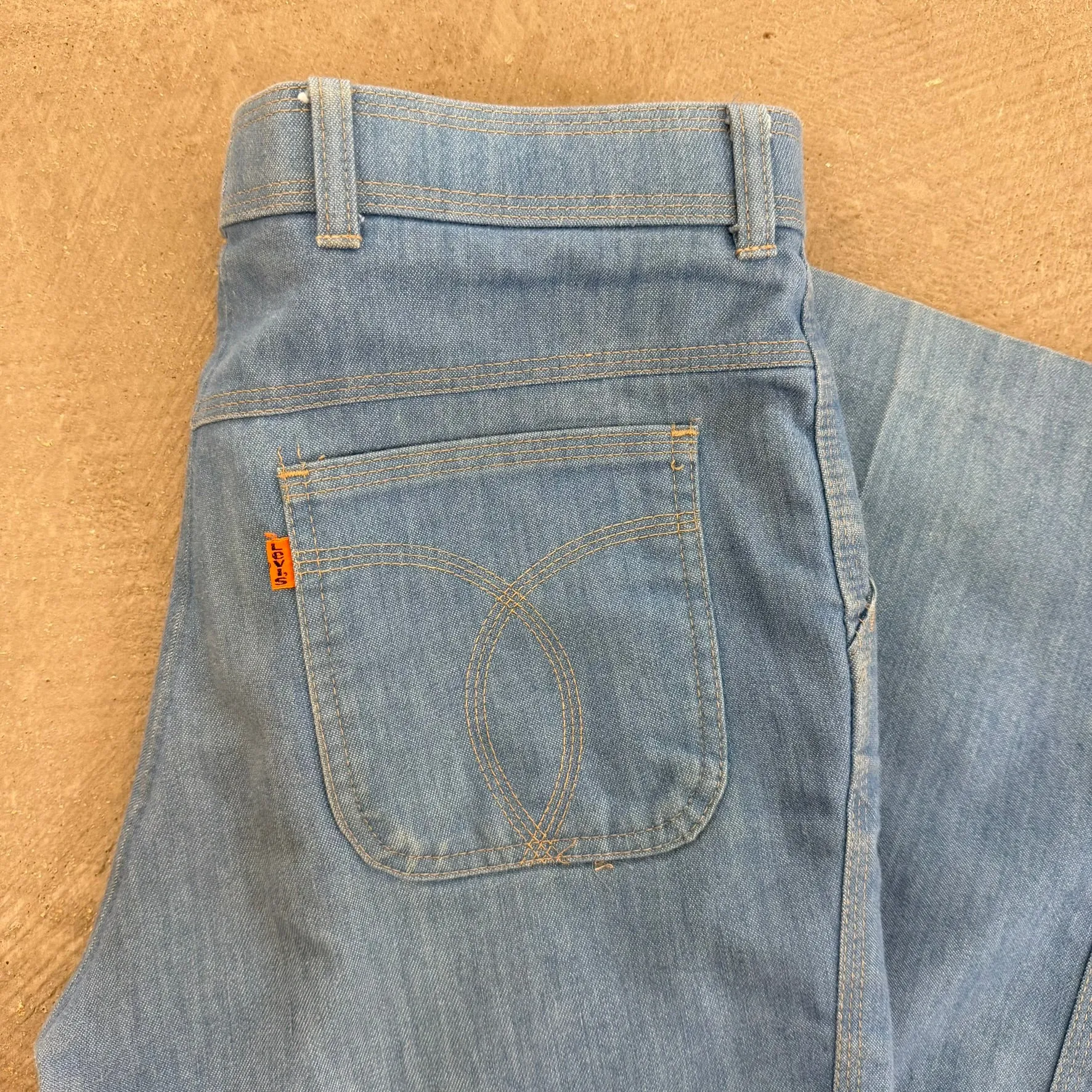 J- Vintage 70s Levi’s Orange Tab Action Slacks Light Blue Flare Pants - 33x31 sold by HG Vintage product image thumbnail 4