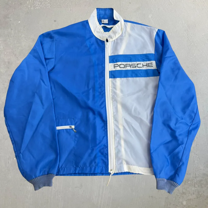 J- Vintage Porsche Embroidered Text Lightweight Zip Up Jacket - L made by HG Vintage