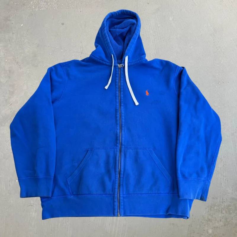 J- Vintage Polo RL Embroidered Logo Blue Zip Up Hoodie - 2XL made by HG Vintage