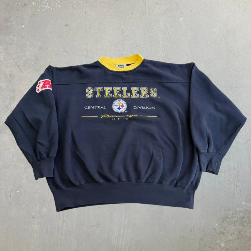 J- Vintage 90s Pittsburgh Steelers NFL Lee Embroidered Graphic Crewneck - XL made by HG Vintage