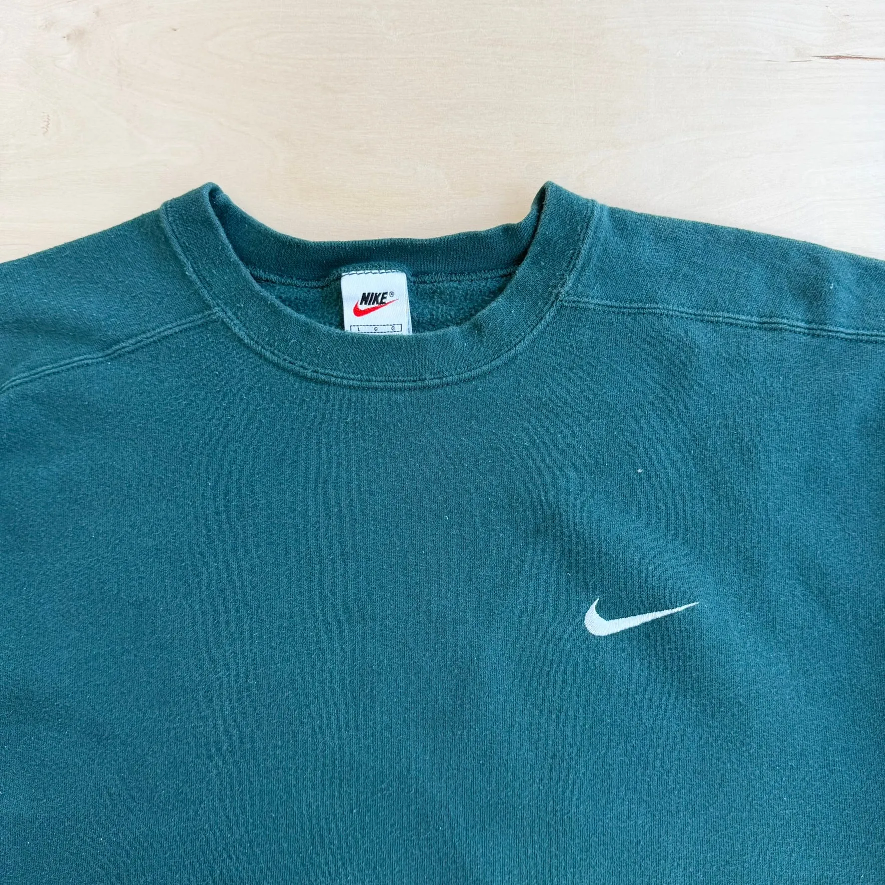 J- Vintage 90s Nike Embroidered Swoosh Forest Green Crewneck - L sold by HG Vintage product image thumbnail 2