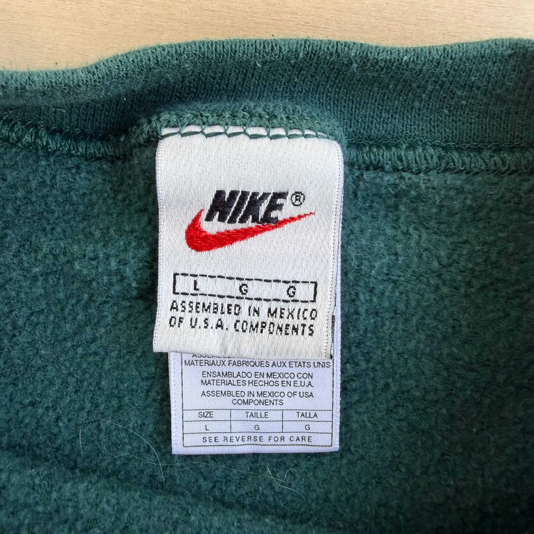 J- Vintage 90s Nike Embroidered Swoosh Forest Green Crewneck - L sold by HG Vintage product image thumbnail 4