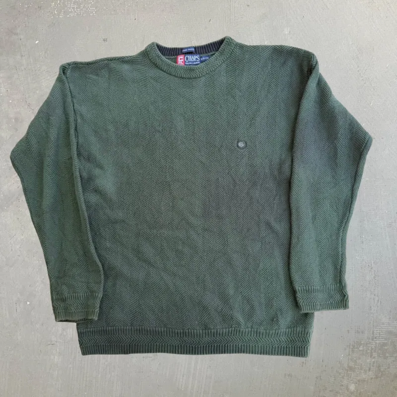 J- Vintage Chaps RL Embroidered Logo Dark Green Knit Sweater - S made by HG Vintage