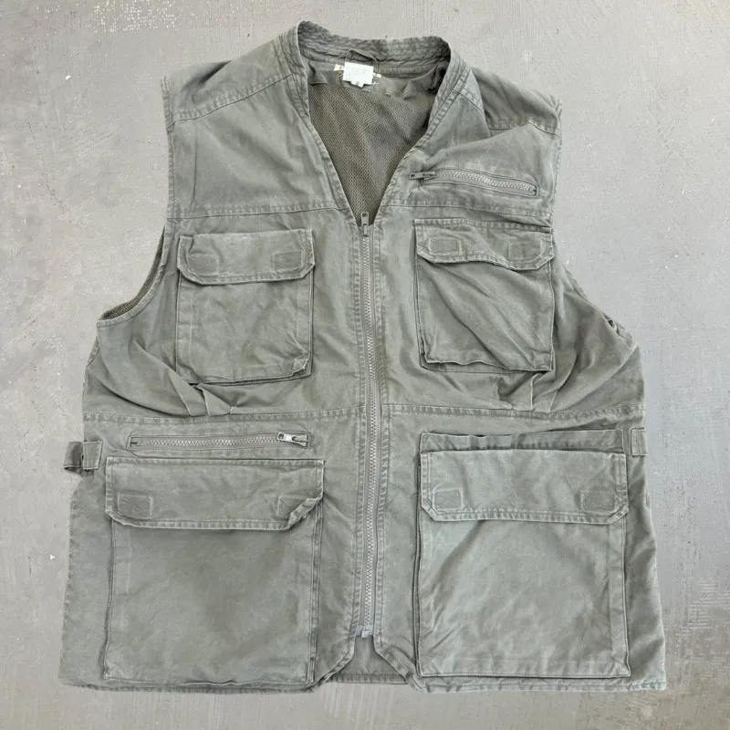 J- Vintage 90s LL Bean Tropic Weights Zip Up Cargo Utility Vest - L made by HG Vintage