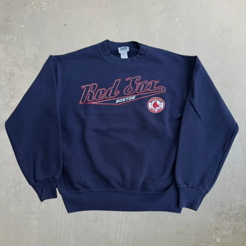 J- Vintage '03 Boston Red Sox MLB Lee Logo & Text Crewneck - M made by HG Vintage