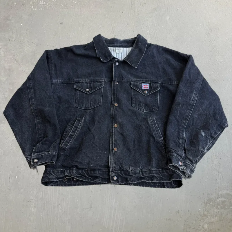 J- Vintage 90s Coca Cola Embroidered Logo Black Denim Jacket - XL made by HG Vintage