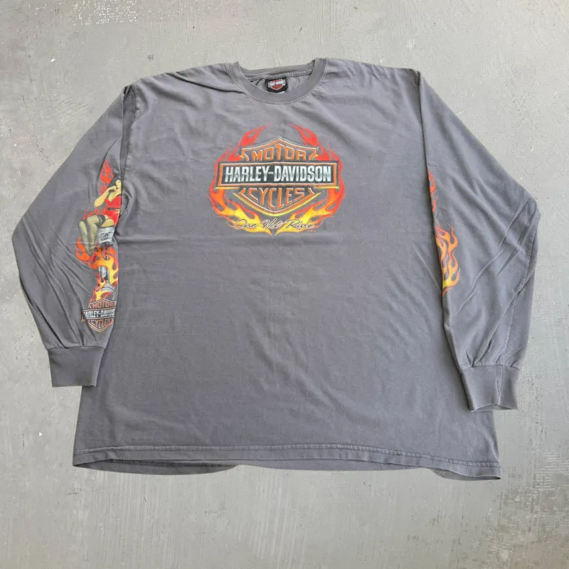 J- Vintage '09 Harley Davidson Charlottetown P.E.I Graphic Long Sleeve Tee - XL made by Harley-Davidson