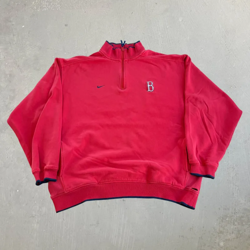 J- Vintage Nike Team Boston Red Sox MLB Embroidered Logo Quarter Zip Crewneck - XL made by HG Vintage
