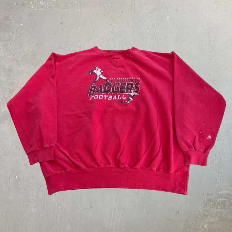 J- Vintage University Of Wisconsin Badgers Football Graphic Crewneck - 2XL made by HG Vintage