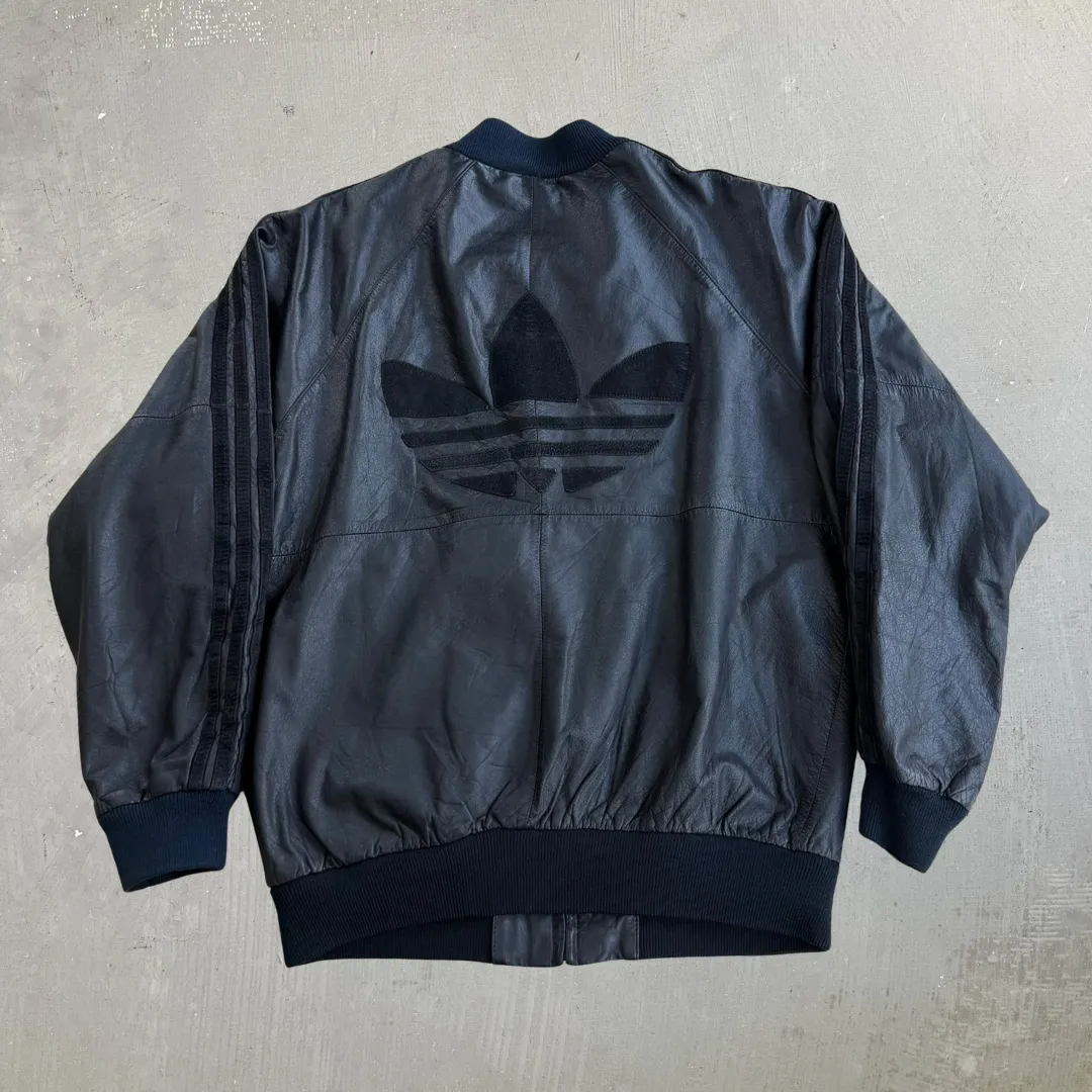 J- Vintage 90s Adidas Embroidered Logo Zip Up Leather Bomber Jacket - L sold by HG Vintage product image thumbnail 5