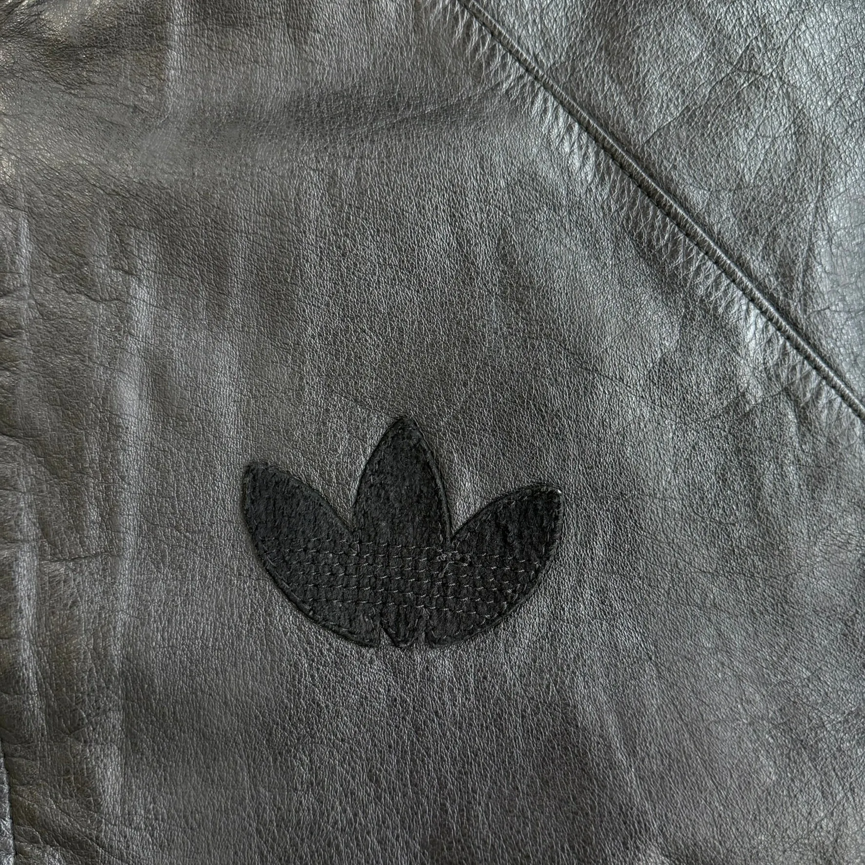 J- Vintage 90s Adidas Embroidered Logo Zip Up Leather Bomber Jacket - L sold by HG Vintage product image thumbnail 3
