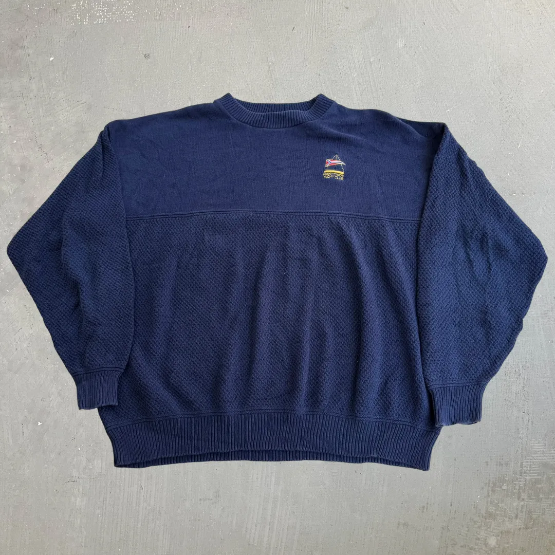 J- Vintage Lee Made In USA Manitowoc Yacht Club Embroidered Knit Sweater - XL sold by HG Vintage
