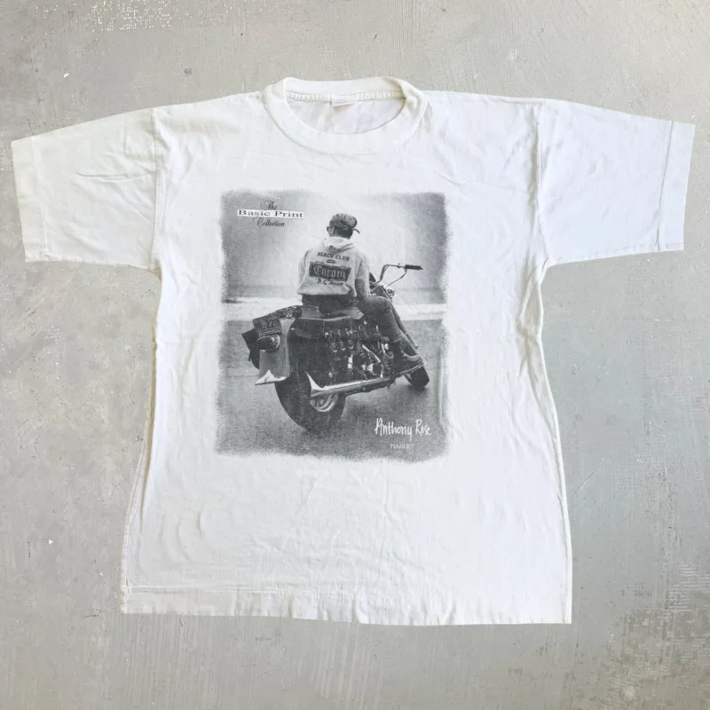 J- Vintage 90s Anthony Rose Harley motorcycle photo t eeSingle Stitch - L made by Harley-Davidson