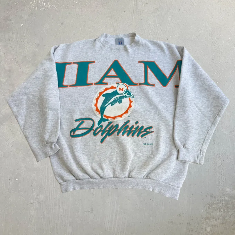 J- Vintage '96 Miami Dolphins NFL Graphic & Text Crewneck - XL made by HG Vintage