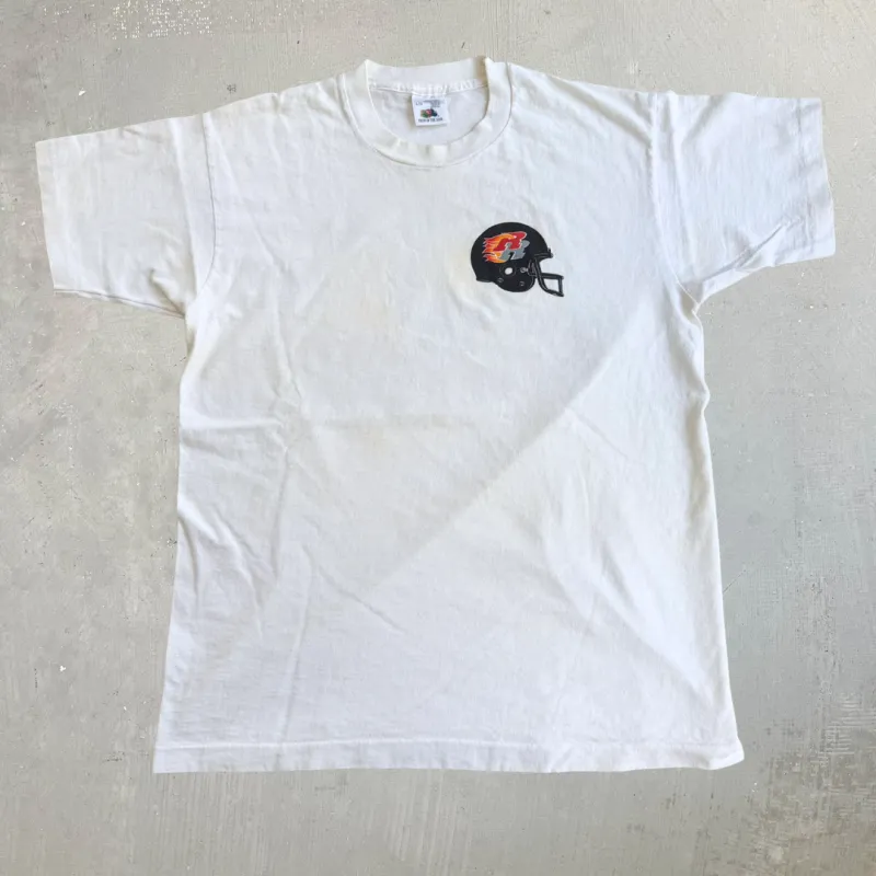 J- Vintage '93 Ottawa Rough Riders CFL Old Logo & Graphic Single Stitch Tee - L made by HG Vintage