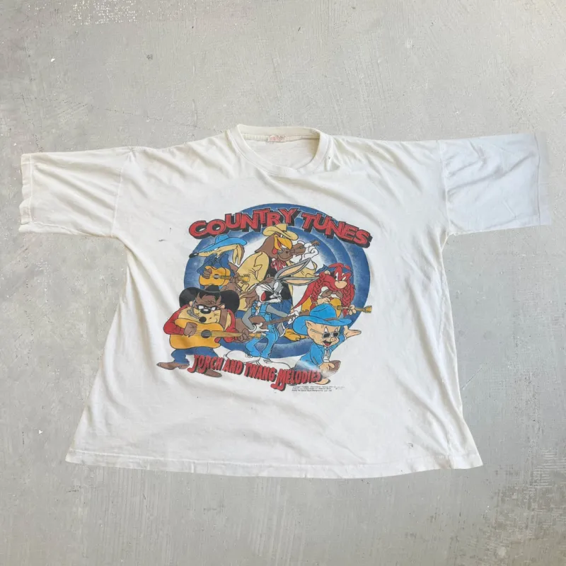 J- Vintage '93 Looney Tunes Country Tunes Graphic Single Stitch Tee - XL made by HG Vintage