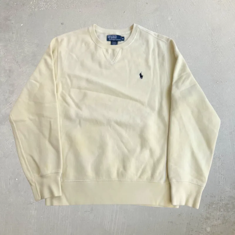 J- Vintage 90s Polo RL Embroidered Logo Yellow Crewneck - M made by HG Vintage