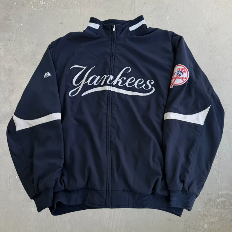 J- Vintage New York Yankees MLB Embroidered Logo Zip Up Lightweight Jacket - 2XL made by HG Vintage