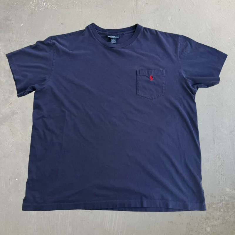 J- Vintage 90s Polo RL Embroidered Logo Single Stitch Pocket Tee - L made by HG Vintage