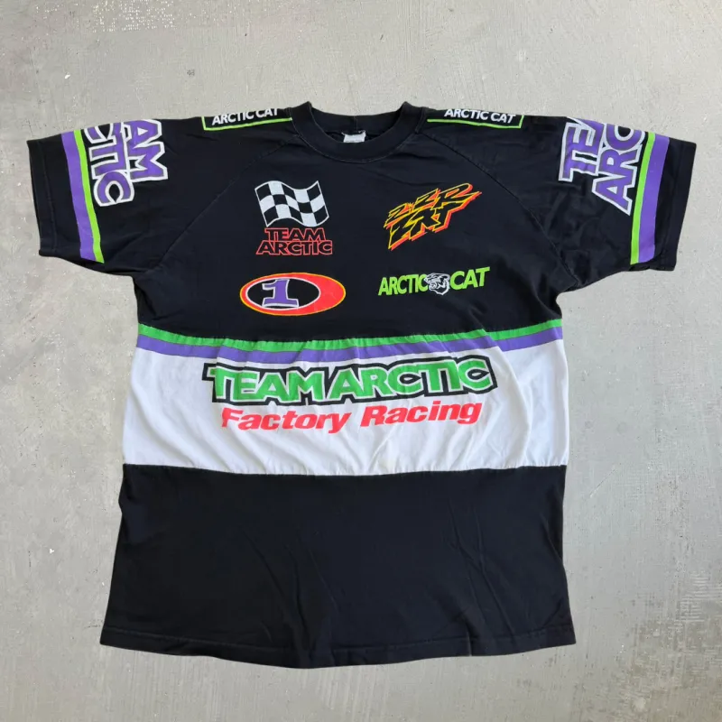 J- Vintage 90s Team Artic Factory Racing Jumbo Print Graphic Made In USA Tee - XL made by Nascar