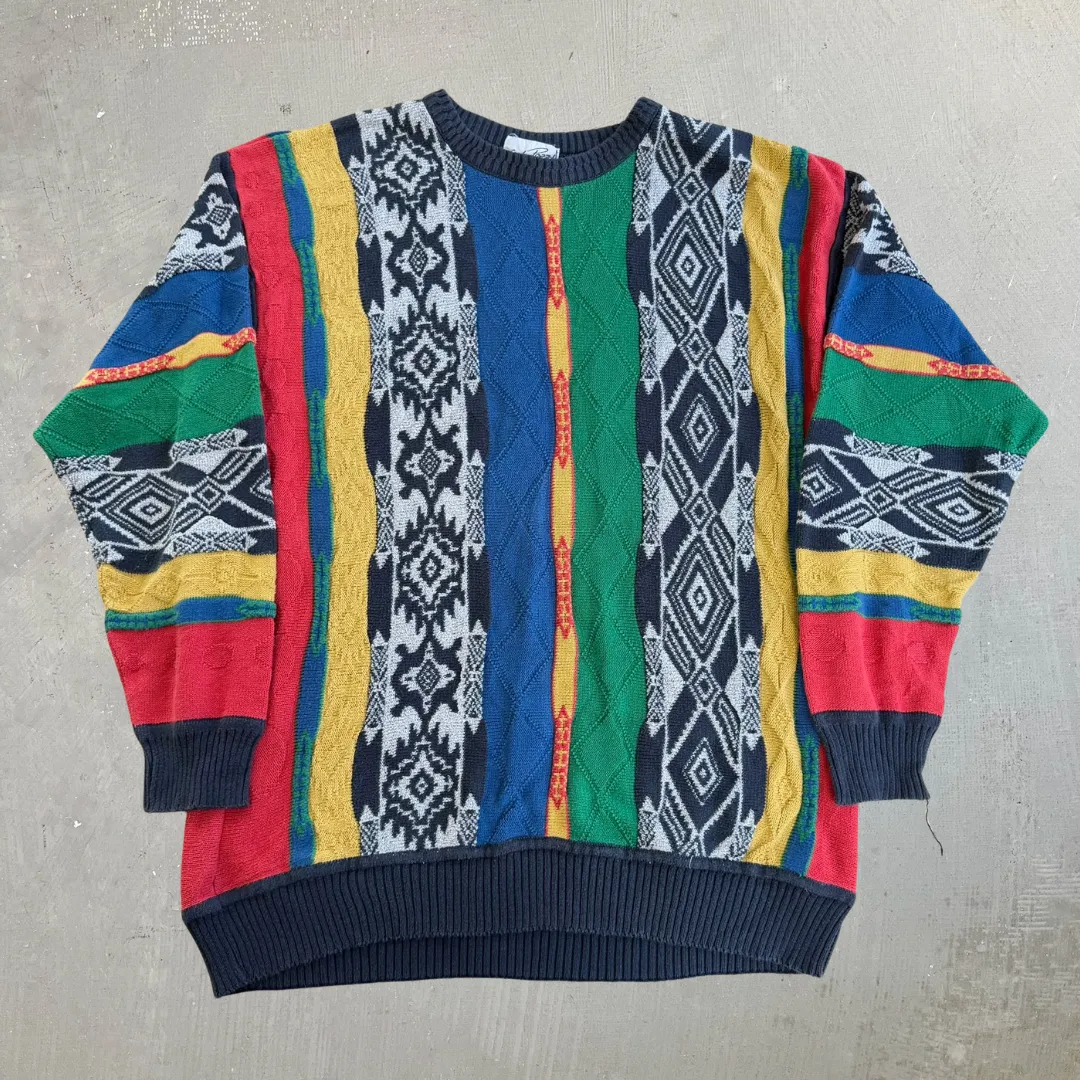 J- Vintage Sandro Pozzi Patterned Knit Sweater - XL sold by HG Vintage
