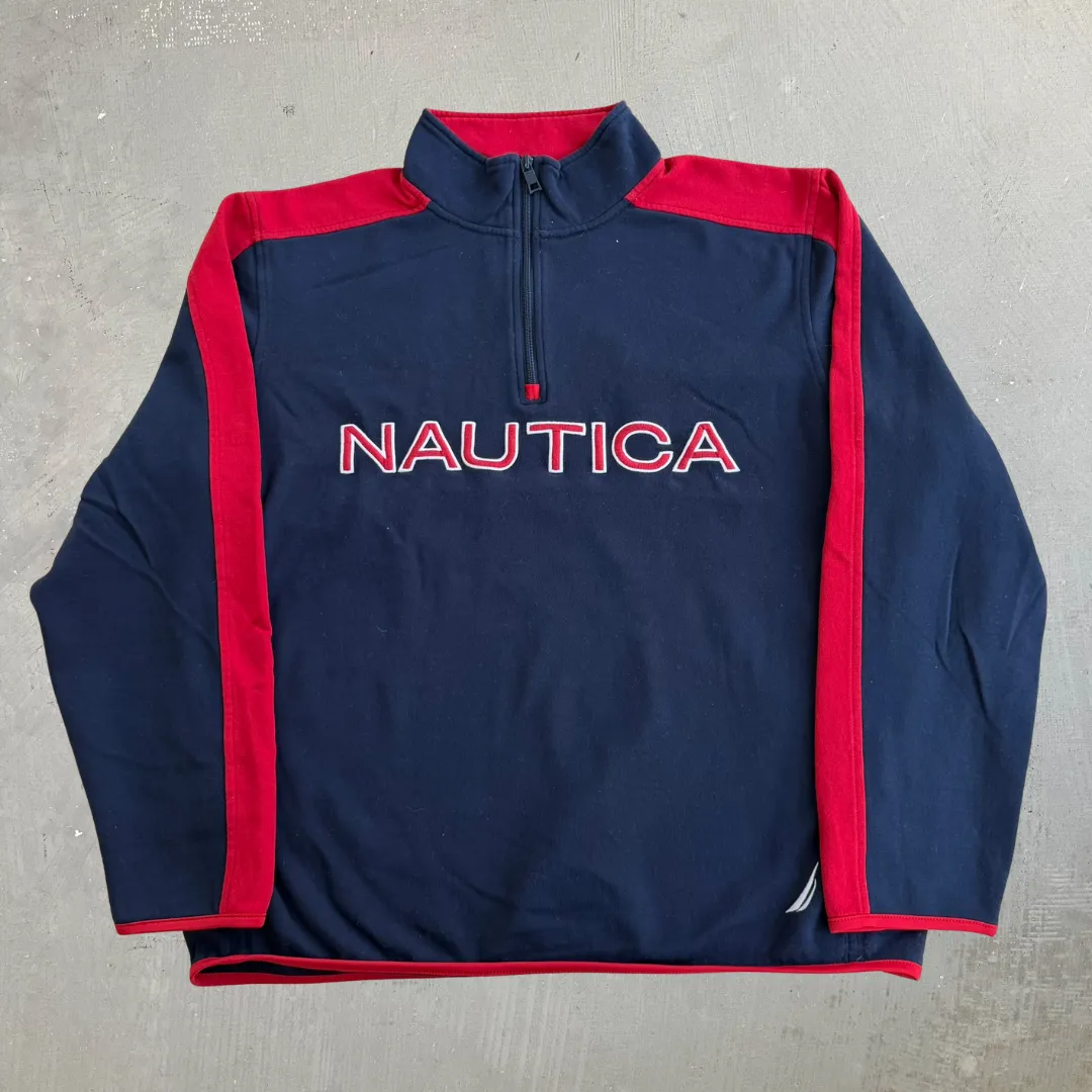 J- Nautica Embroidered Text Quarter Zip Crewneck - XL sold by HG Vintage