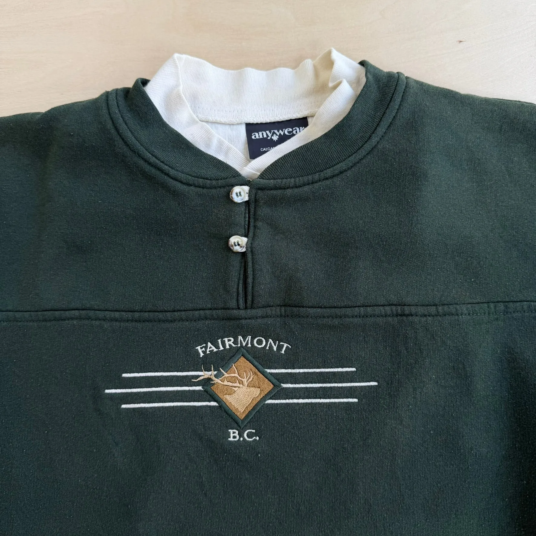 J- Vintage Fairmont BC Canada Embroidered Graphic Henley Crewneck - XL sold by HG Vintage product image thumbnail 2