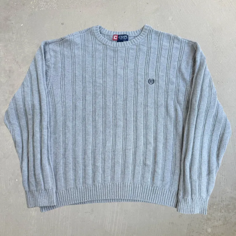 J- Vintage Chaps RL Embroidered Logo Light Grey Knit Sweater - XL made by HG Vintage
