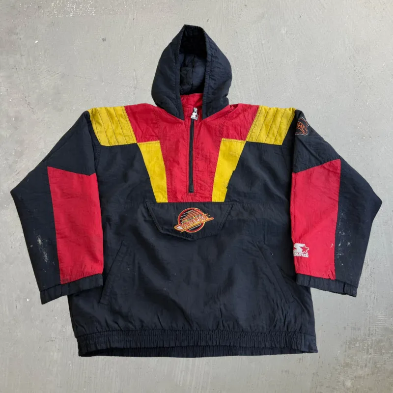 J- Vintage 90s Vancouver Canucks NHL Starter Embroidered Logo Pullover Anorak Winter Jacket - XL made by HG Vintage