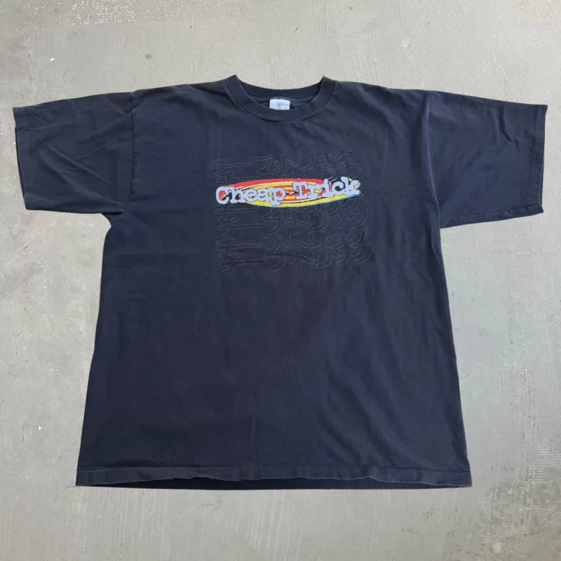 J- Vintage 90s Cheap Trick Text & Japanese Katakana Text Graphic Made In USA Single Stitch Tee - XL made by HG Vintage