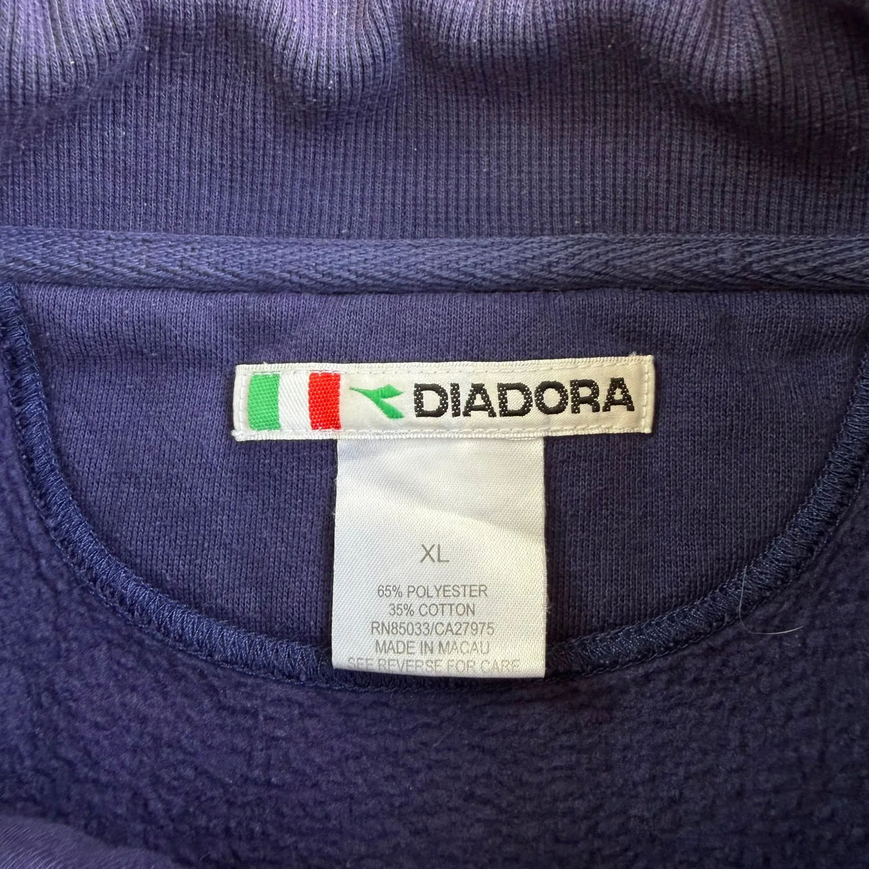 J- Vintage Diadora Embroidered Text Logo Navy Quarter Zip Crewneck - XL sold by HG Vintage product image thumbnail 4