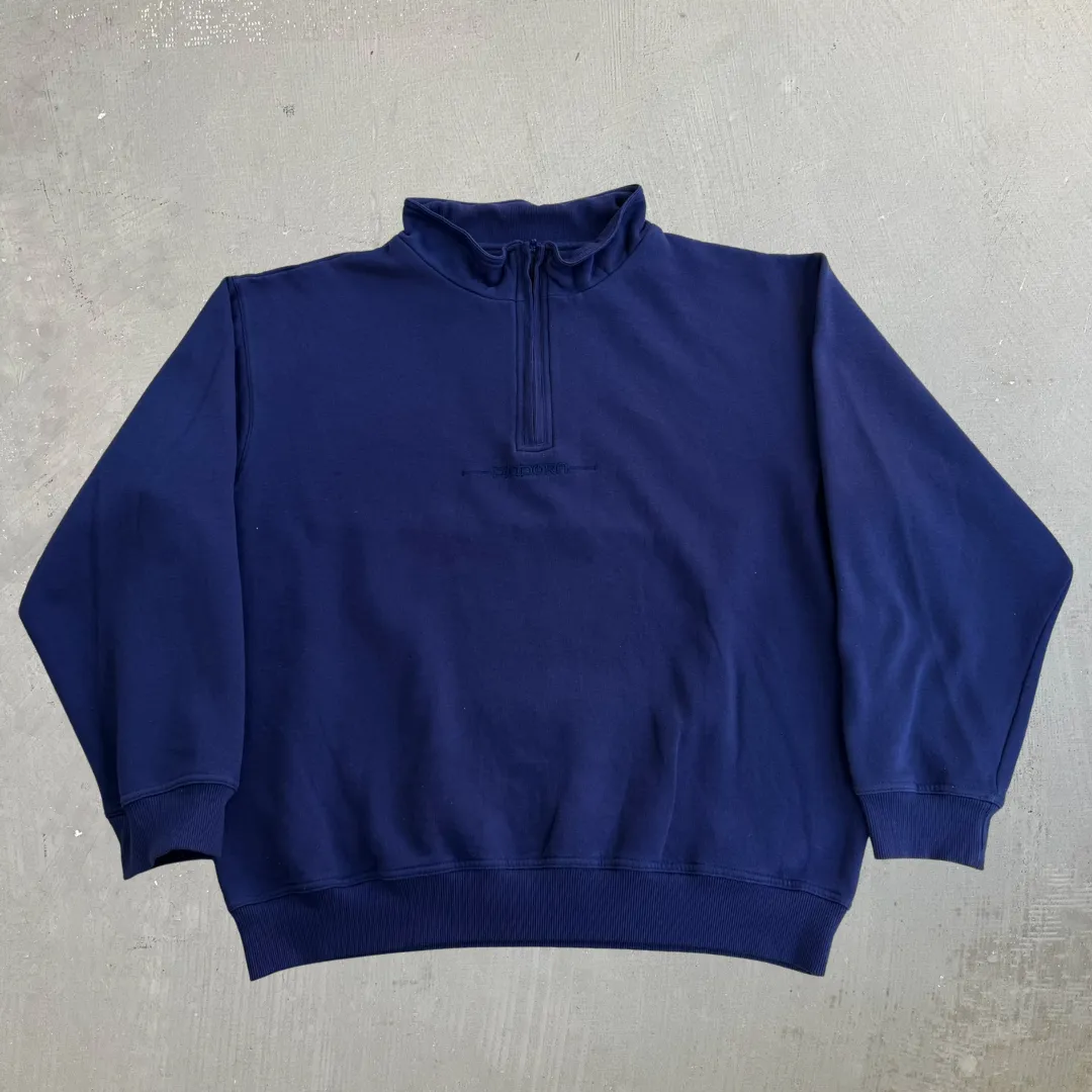 J- Vintage Diadora Embroidered Text Logo Navy Quarter Zip Crewneck - XL sold by HG Vintage