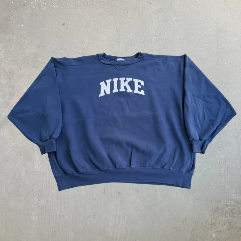 J- Vintage Y2K Nike Text Navy Crewneck - 3XL made by HG Vintage