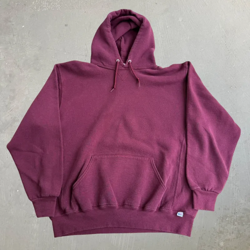 J- Vintage Russell Athletics Blank Maroon Hoodie - XL made by HG Vintage