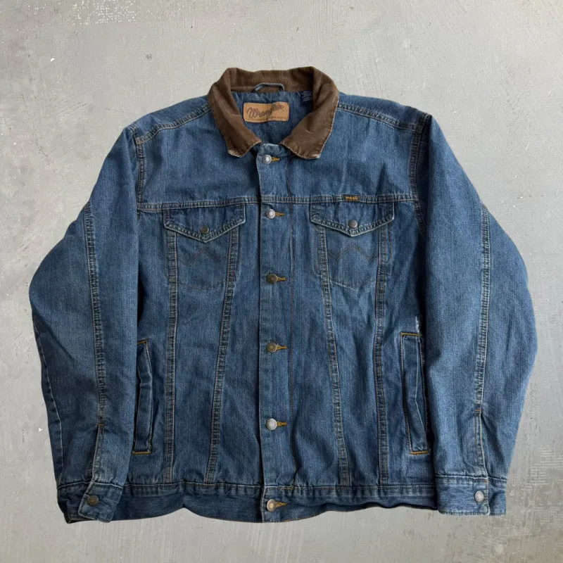 J- Vintage Wrangler Western Plaid Blanket Lined Denim Jacket - L made by HG Vintage