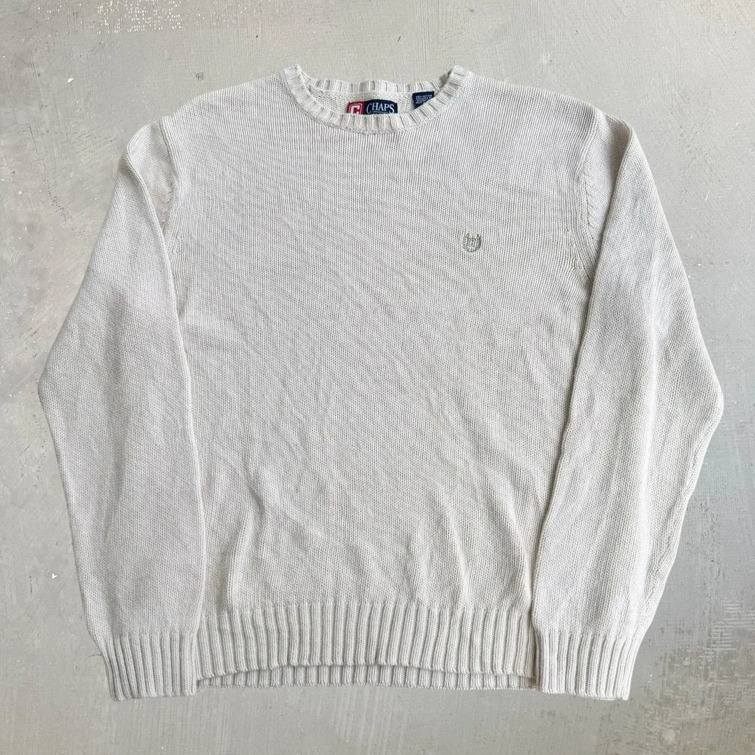 J- Vintage Chaps RL Embroidered Logo Knit Sweater - L sold by HG Vintage