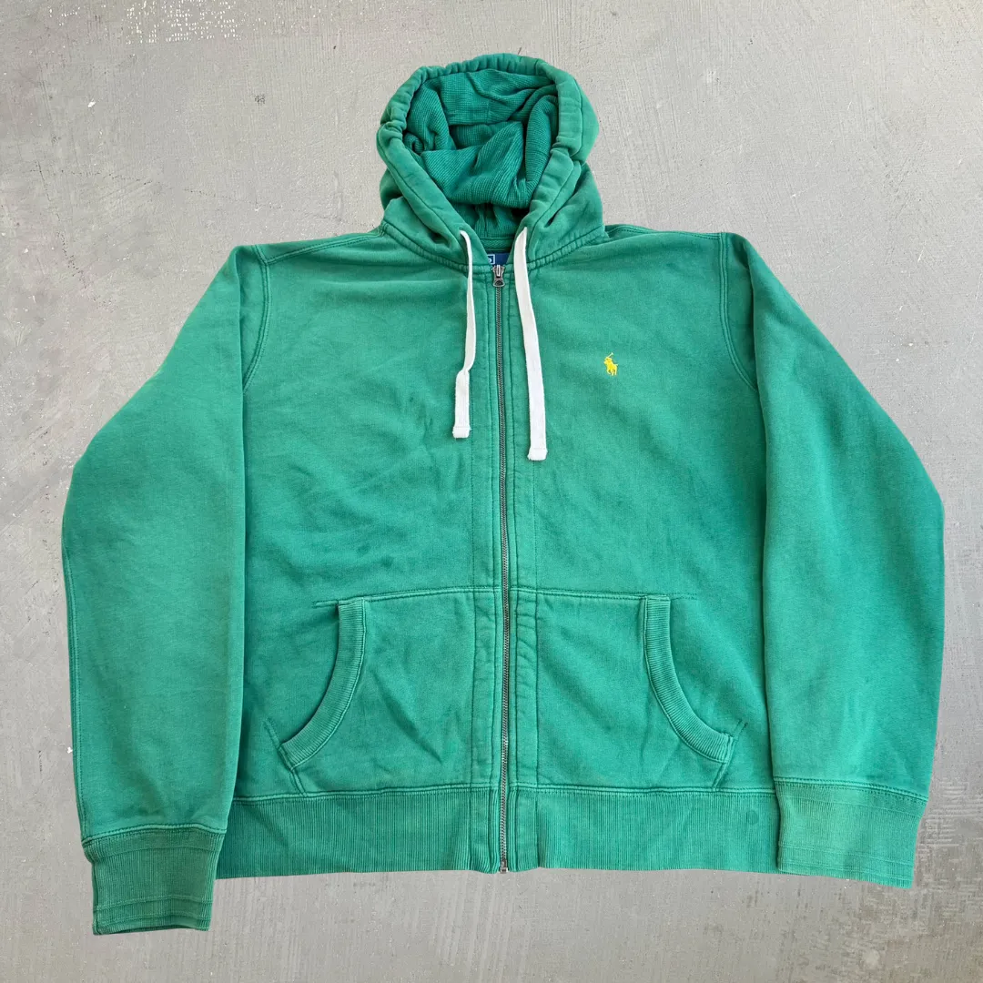 J- Vintage 90s Polo RL Embroidered Logo Green Zip Up Hoodie - XL sold by HG Vintage