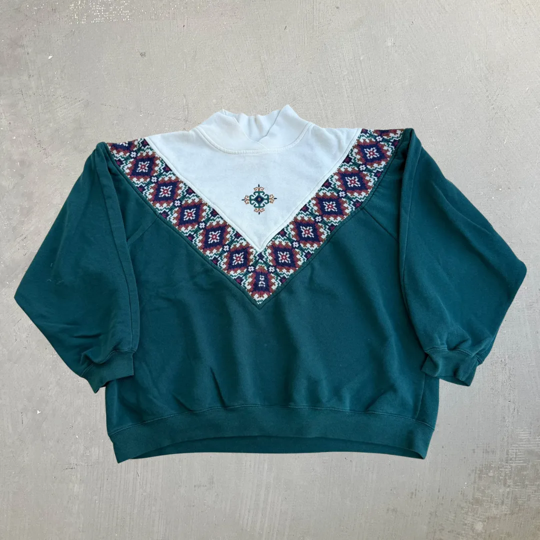 J- Vintage American Sportif Patterned & Embroidery Crewneck - L sold by HG Vintage