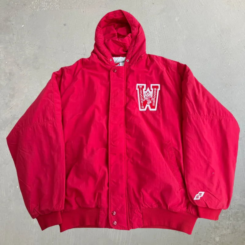 J- Vintage University Of Wisconsin Badgers Chenille Emb Logo Made In USA Winter Bomber Jacket - XL made by HG Vintage