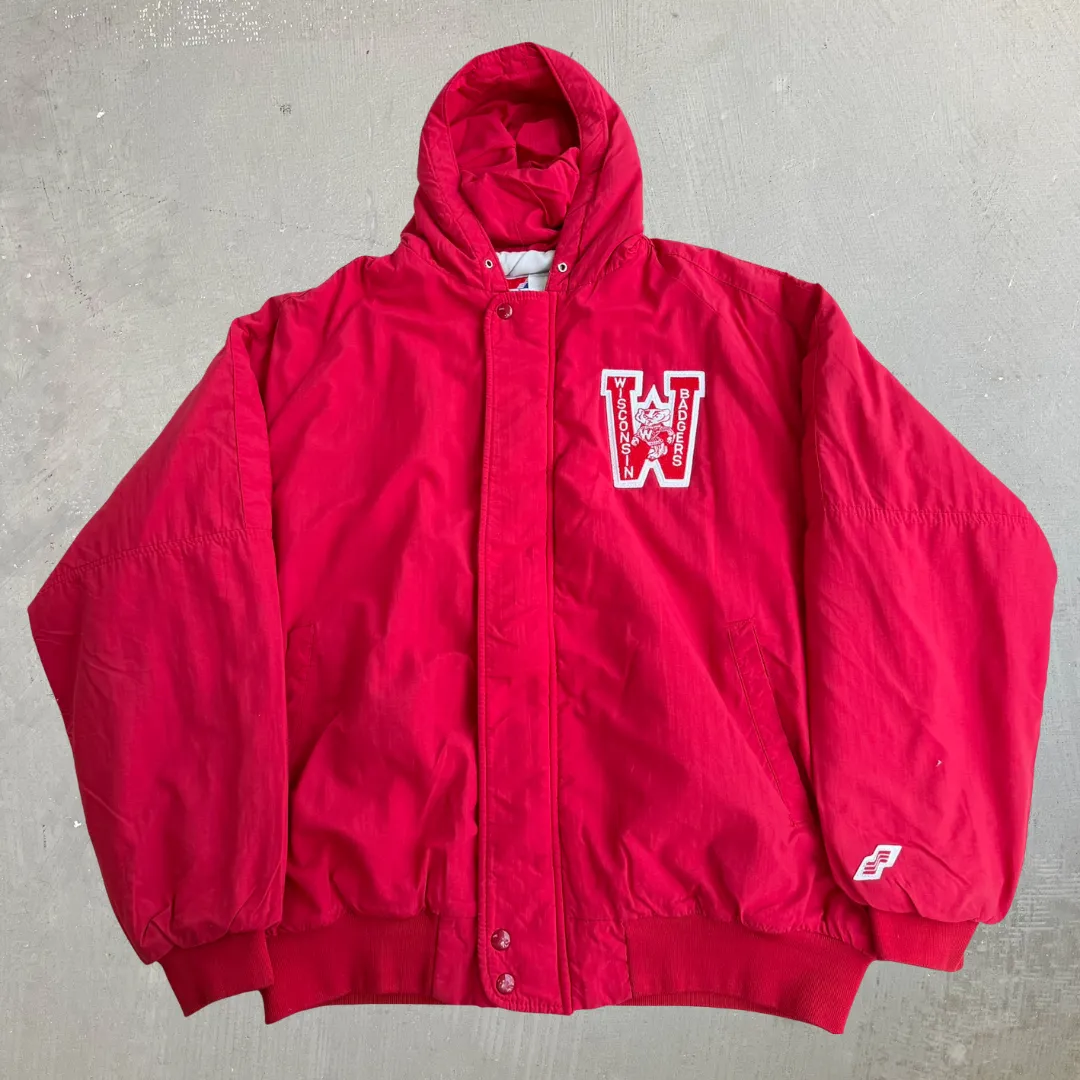 J- Vintage University Of Wisconsin Badgers Chenille Emb Logo Made In USA Winter Bomber Jacket - XL sold by HG Vintage