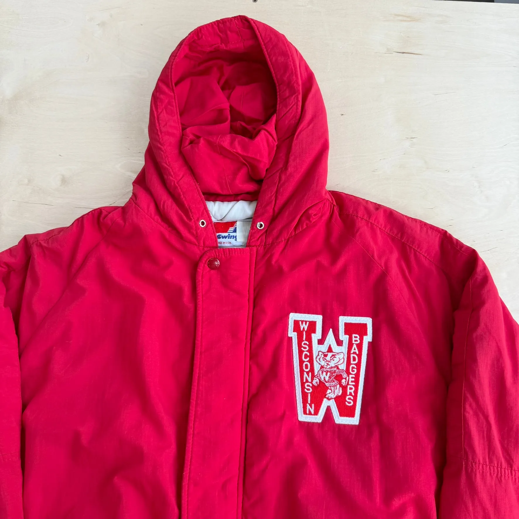 J- Vintage University Of Wisconsin Badgers Chenille Emb Logo Made In USA Winter Bomber Jacket - XL sold by HG Vintage product image thumbnail 2